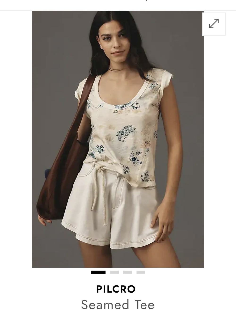 Anthropologie Pilcro Paisley Floral Raw Seamed Cotton Tee Shirt Small